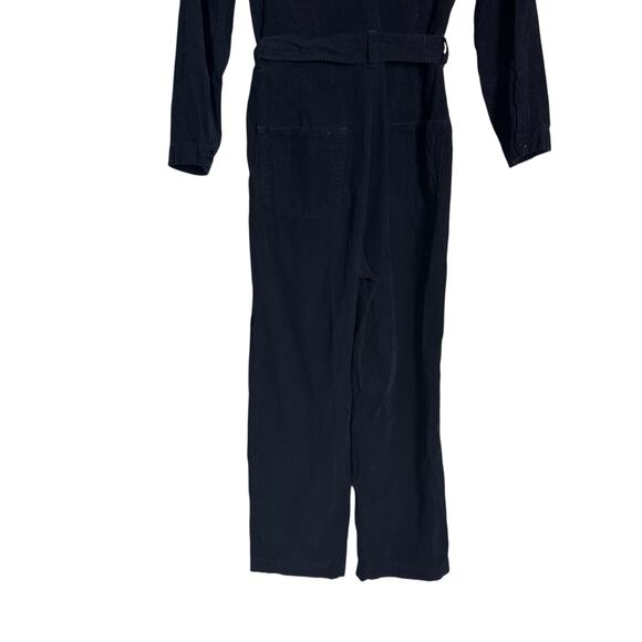 A.P.C. Justine Navy Corduroy Straight Leg Belted Long Sleeve Jumpsuit Size 2 - Picture 13 of 16
